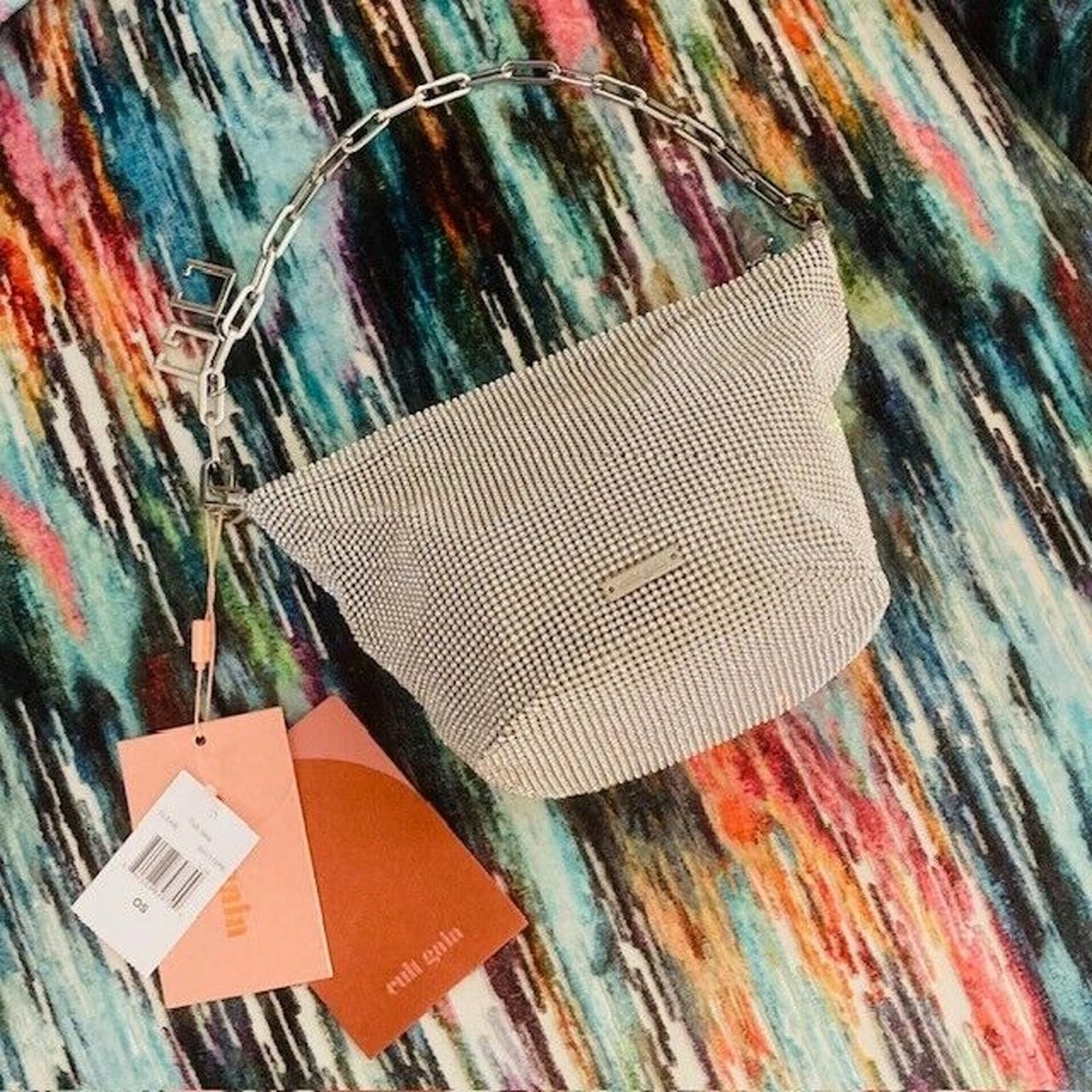 NWT $428 Cult Gaia Gia Rhinestone Crystal Mesh Mini Dressy Formal Shoulder Bag